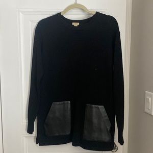 J Crew S Tunic Sweater with leather pockets